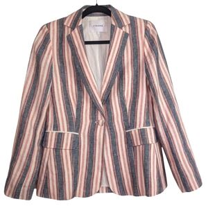 Frame Linen Denim Red and Blue Striped Blazer